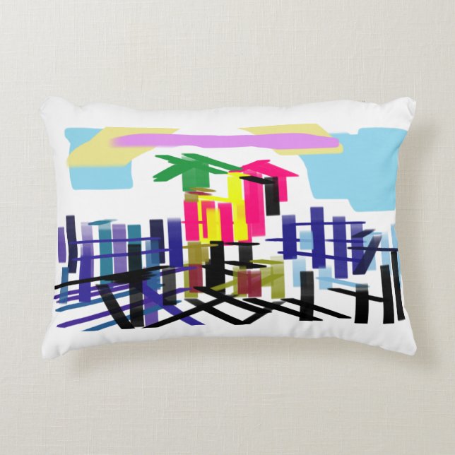 Almofada Decorativa Praia do flamingo rosa (Frente)