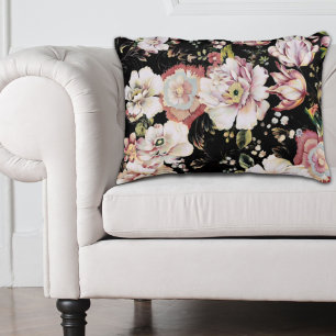 Almofada Decorativa Preppy bohemian country girchic black floral