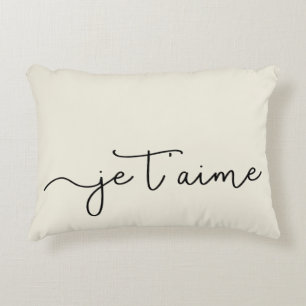 Almofada Decorativa Preto francês da tipografia de Je T'aime em Ecr