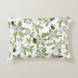 Almofada Decorativa Primavera jardim florescente e mamangabas