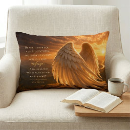 Almofada Decorativa Psalm 91:4 Asas de Anjo Cristão