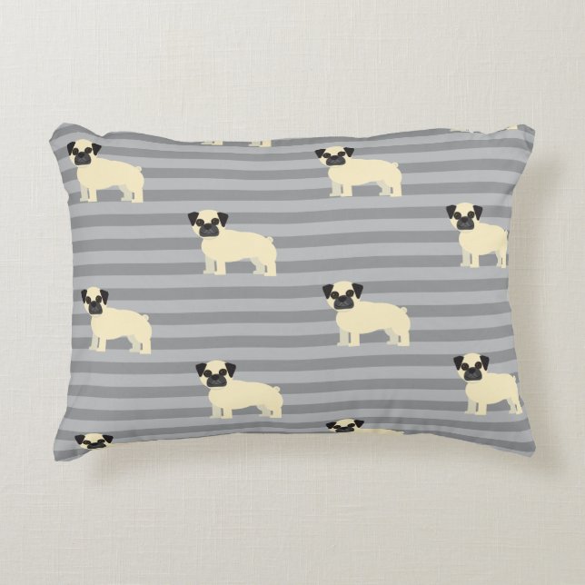 Almofada Decorativa Pug Gray Lined (Frente)