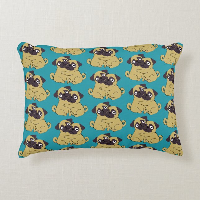 Almofada Decorativa Pug hug Blue, (Frente)