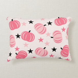 Almofada Decorativa Pumpkin rosa e preto com estrelas Halloween e outo