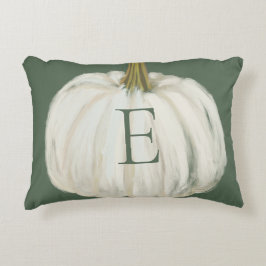 Almofada Decorativa Pumpkin verde e branco monograma