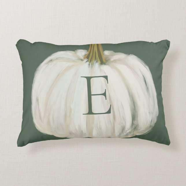 Almofada Decorativa Pumpkin verde e branco monograma (Frente)