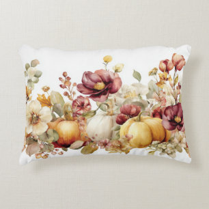 Almofada Decorativa Pumpkins de outono e flores