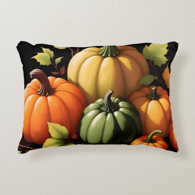 Almofada Decorativa Pumpkins preto colorido Fundo (Frente)