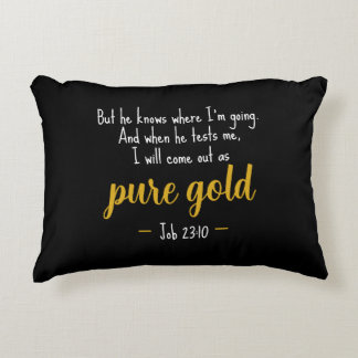Almofada Decorativa Pure Gold Job 23:10 Scripture Accent Pillow