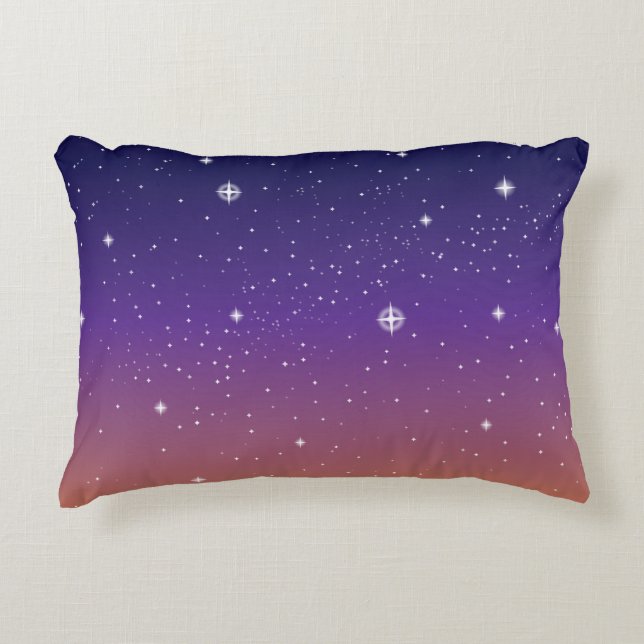 Almofada Decorativa Púrpura e Dourada Starry Sunset Sky (Frente)
