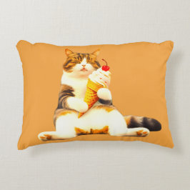 Almofada Decorativa Purrfectly Asleep – Cat Holding Ice Cream Cone