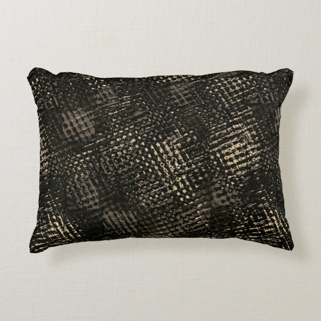 Almofada Decorativa Quadrados com arranhões cruzados ou cubos castanho (Frente)