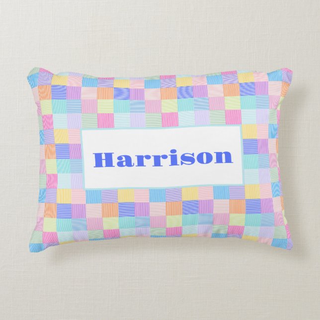 Almofada Decorativa Quadrados de linha doce (Frente)