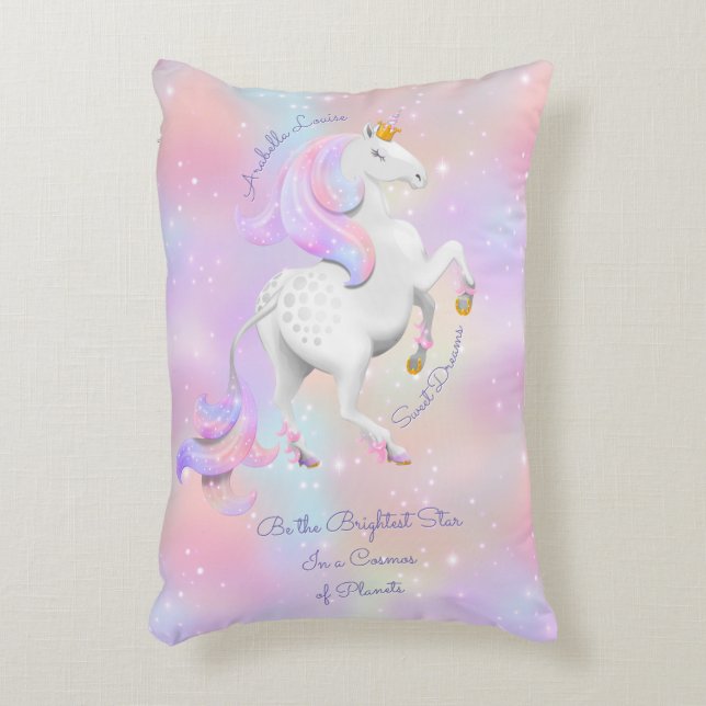 Almofada Decorativa Quarto de Bebê Personalizado da Princesa Rosa Unic (Frente(Vertical))