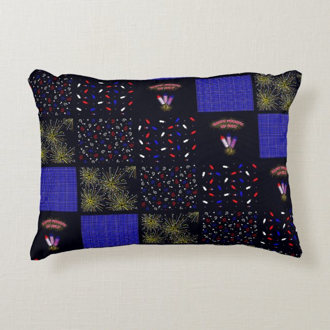 Almofada Decorativa Quatro de Julho Patchwork Pattern - 4 de Julho (Frente)
