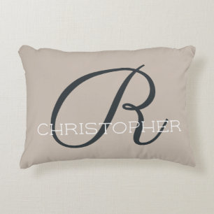 Almofada Decorativa R Nome Personalizado Inicial Tan Taupe Neutro