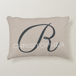 Almofada Decorativa R Nome Personalizado Inicial Tan Taupe Neutro
