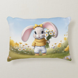 Almofada Decorativa Rabbit holding bouquet of white daisies