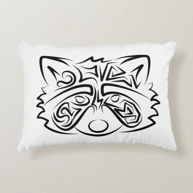 Almofada Decorativa Racconon Tribal Negro e Branco (Frente)
