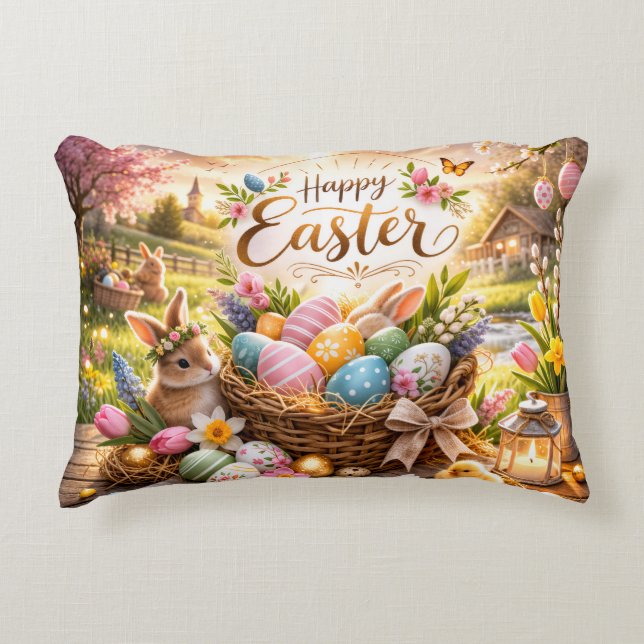 Almofada Decorativa Radiant Sunrise Happy Easter (Frente)
