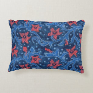 Almofada Decorativa Ramal floral com flores de coral, pintura de lã