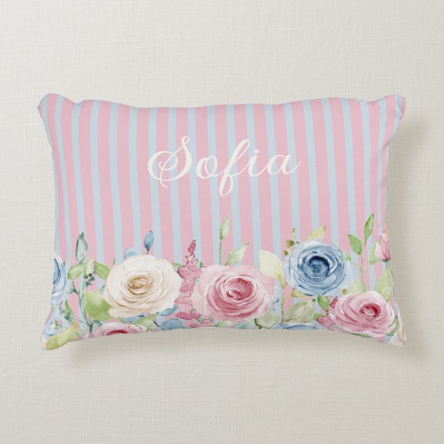 Almofada Decorativa Ramalhete de Rosas em Pastel Personalizado coquett (Frente)