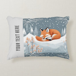 Almofada Decorativa Raposa Adormecida na Neve de Inverno Fofa Aconcheg