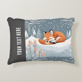 Almofada Decorativa Raposa Adormecida na Neve de Inverno Natal Aconche