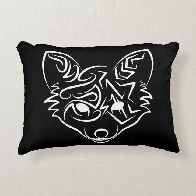 Almofada Decorativa Raposa Tribal Negra (Frente)