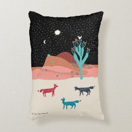 Almofada Decorativa Raposas sob a estrela e a lua pelo cacto no