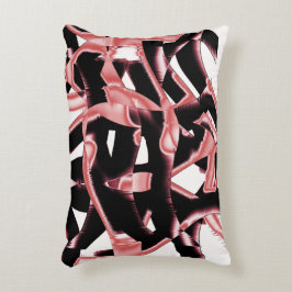 Almofada Decorativa Rascunhos ou fitas em preto e salmão destruídos em