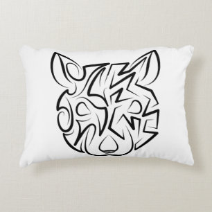 Almofada Decorativa Rato Tribal Negro e Branco