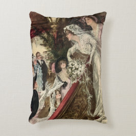 Almofada Decorativa Recém-casados Vintage, Noiva Vitoriana Lançando Bu