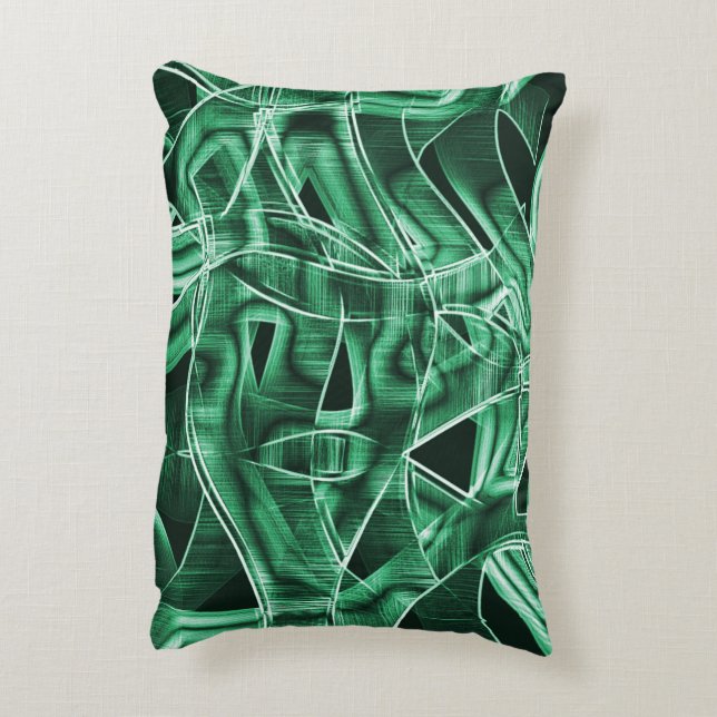 Almofada Decorativa Recortes verdes em acrílico sobrepostos e cruzados (Verso(Vertical))