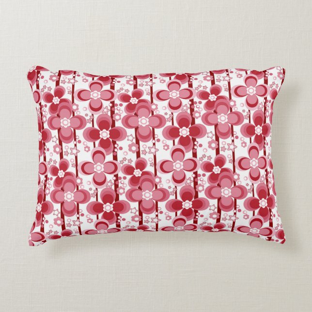 Almofada Decorativa Red and white floral pattern (Frente)
