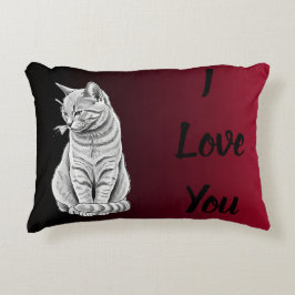 Almofada Decorativa Red Black Ombre Cat Art I Love You Pet Bed