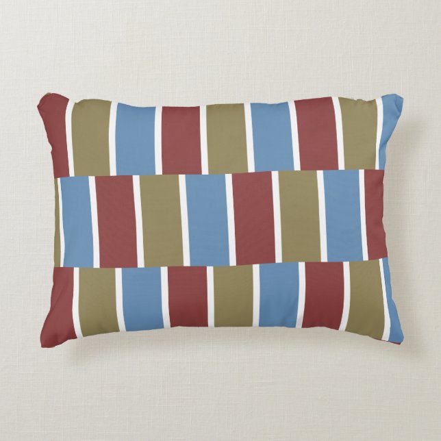 Almofada Decorativa Red Blue Green Stripes brancas (Frente)