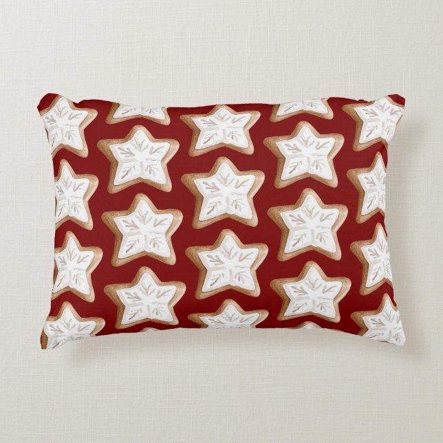Almofada Decorativa Red Gingerbird Star Cookie Natal (Frente)