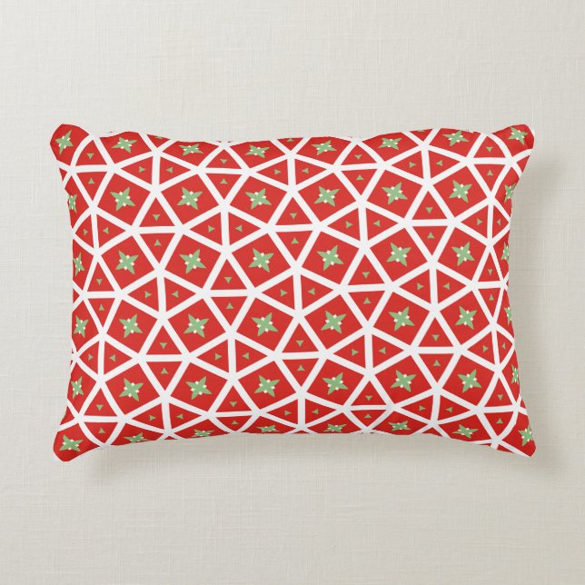 Almofada Decorativa Red Holiday Geometric Star Design (Frente)