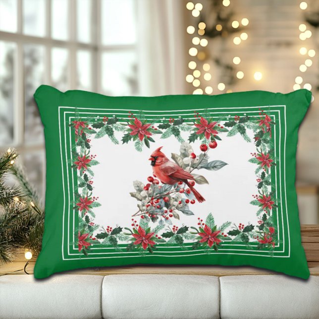 Almofada Decorativa Red Mockingbird Poinsettia Green (Criador carregado)
