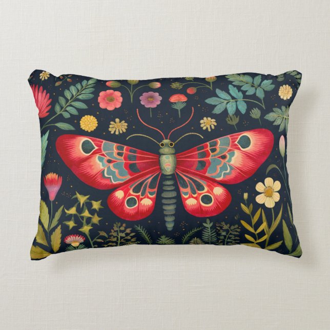 Almofada Decorativa Red Moth No Jardim Noturno (Frente)
