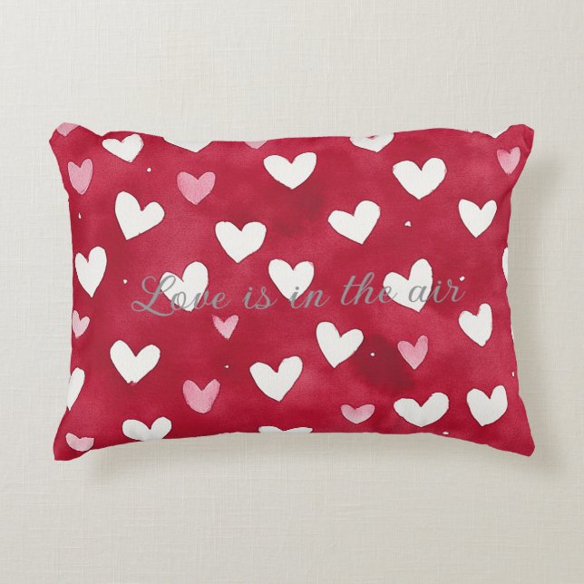 Almofada Decorativa Red Pink White Hearts (Frente)