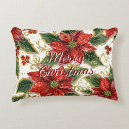 Almofada Decorativa Red Poinsettia Feliz Flores de Natal
