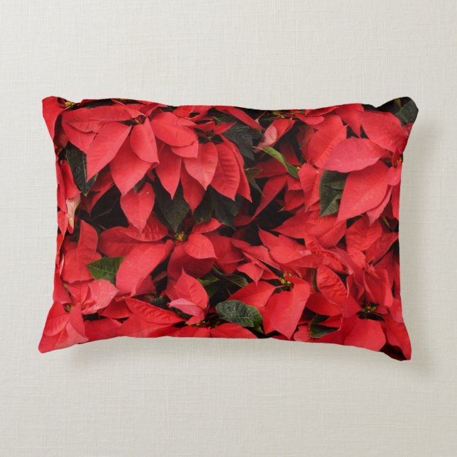 Almofada Decorativa Red Poinsettias II Feriado de Natal Floral (Verso)