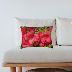 Almofada Decorativa Red Rhododendron Blooms Floral