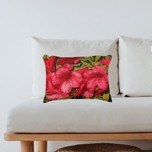 Almofada Decorativa Red Rhododendron Blooms Floral (In Situ Sofa)