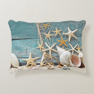 Almofada Decorativa Rede náutica da estrela do mar e do pescador