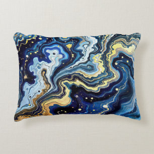 Almofada Decorativa Redemoinhos Vibrantes de Azul e Dourado 5