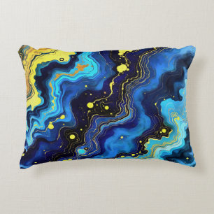 Almofada Decorativa Redemoinhos Vibrantes de Azul e Dourado 7