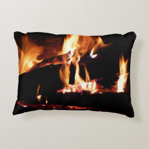 Almofada Decorativa Registros na fotografia de fogo quente da Lareira